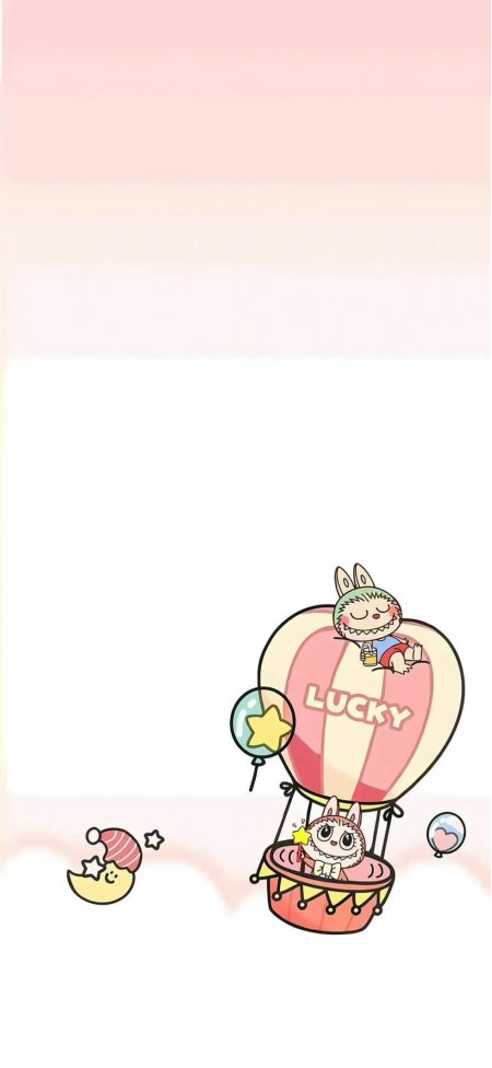 热气球兔子卡通插画壁纸