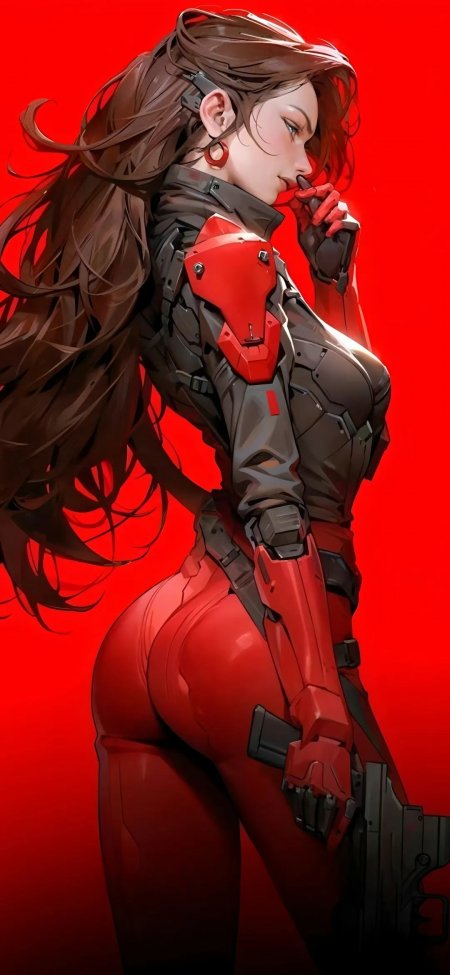 赛博朋克风持枪女性动漫插画壁纸