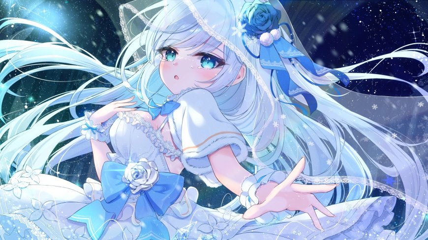 白发蓝玫瑰少女动漫壁纸