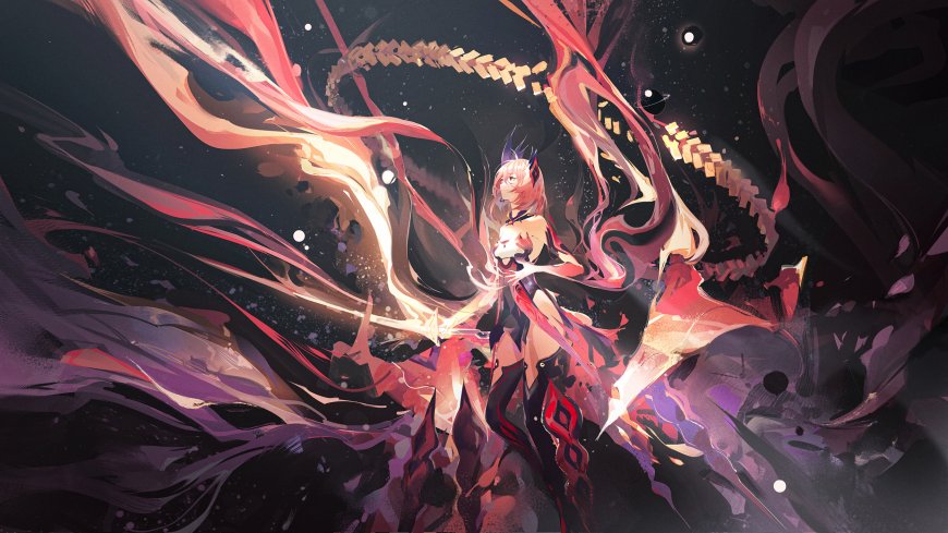 炫彩能量环绕动漫少女壁纸