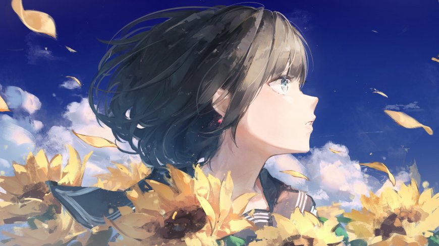 向日葵花海少女动漫插画壁纸