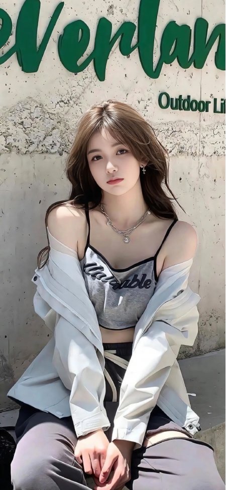 潮流穿搭女子户外休闲风手机壁纸