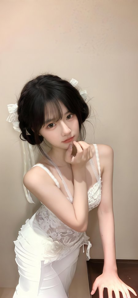 白衣蕾丝少女清新手机壁纸