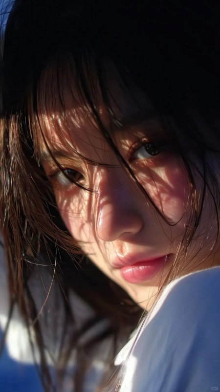 光影下的少女写真手机壁纸