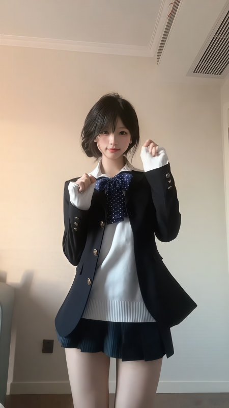 校服少女室内可爱风手机壁纸