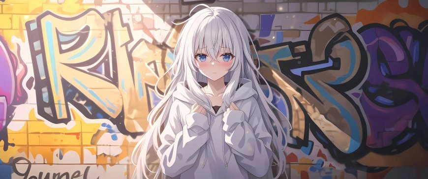 白发蓝眼少女插画壁纸