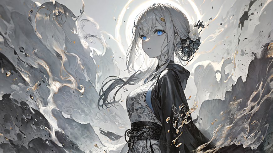 带光环动漫少女插画壁纸