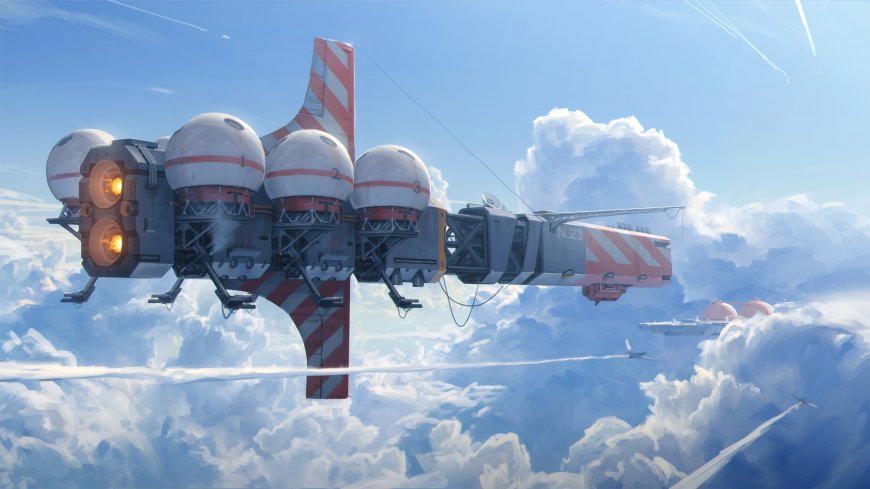 科幻空中飞船插画壁纸
