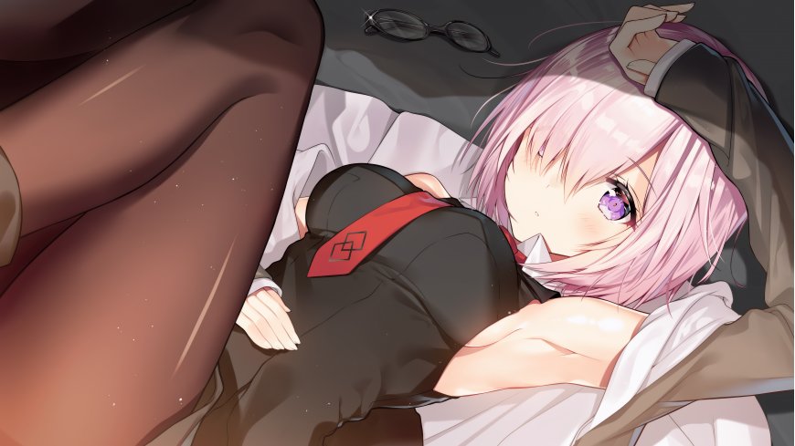 粉色短发少女动漫插画壁纸