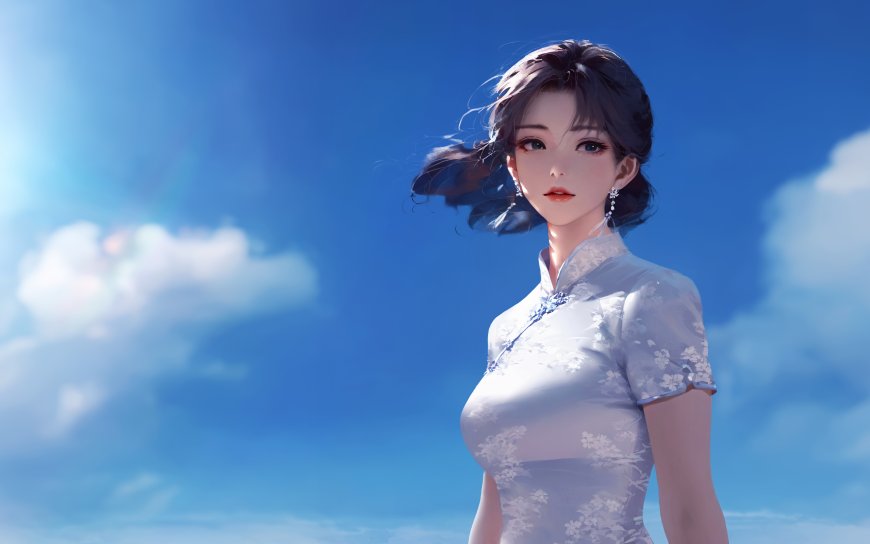 国风旗袍美女插画壁纸 古典优雅人物电脑桌面