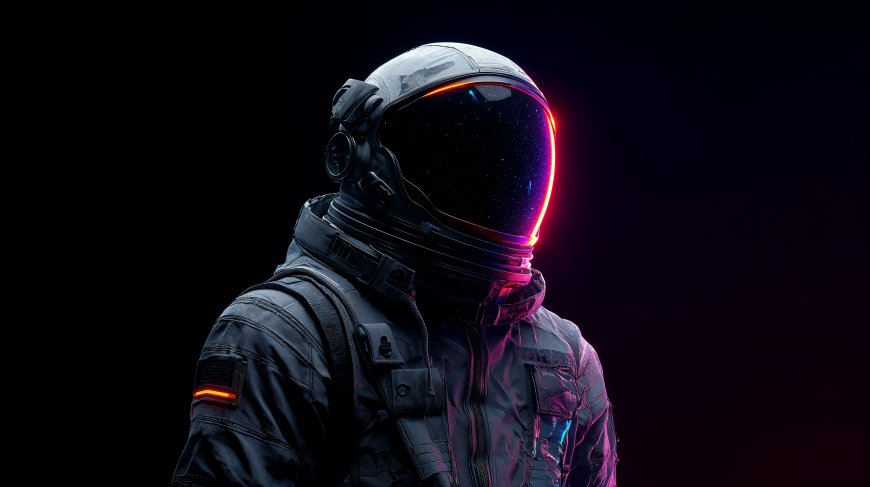 霓虹光效宇航员科幻电脑壁纸