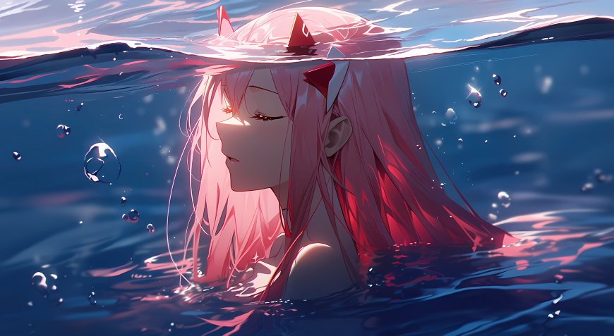 国家队02水下粉发少女二次元电脑壁纸