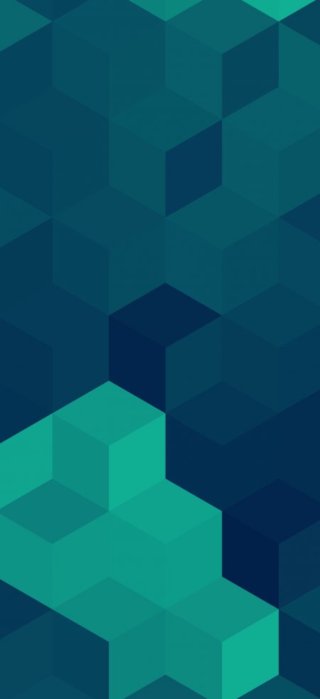蓝绿色几何立体简约风手机壁纸