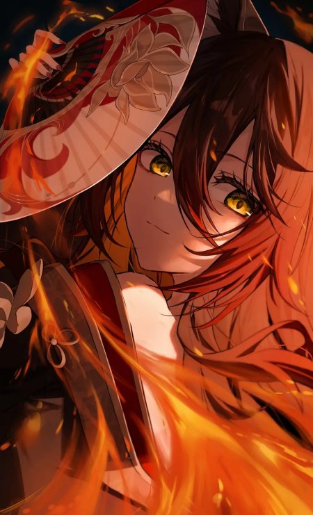 火焰少女二次元炫酷手机壁纸