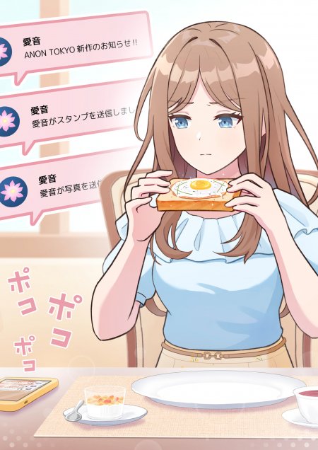 动漫少女早餐可爱风手机壁纸