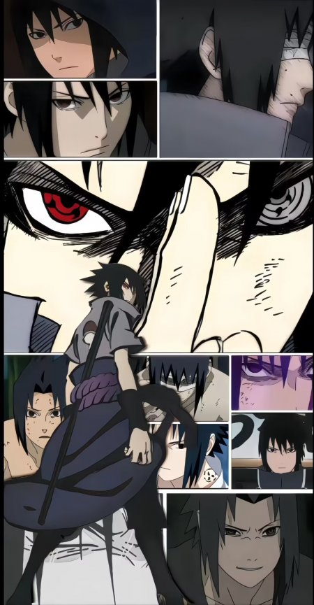 火影忍者佐助拼贴动漫风手机壁纸