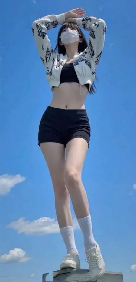 蓝天背景下的穿搭少女时尚风手机壁纸