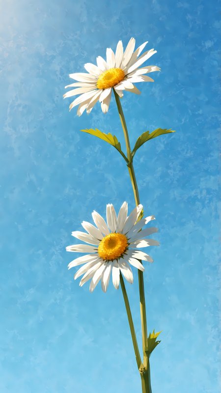 蓝天背景下小雏菊治愈风手机壁纸