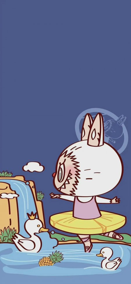 卡通兔子与鸭子趣味风手机壁纸