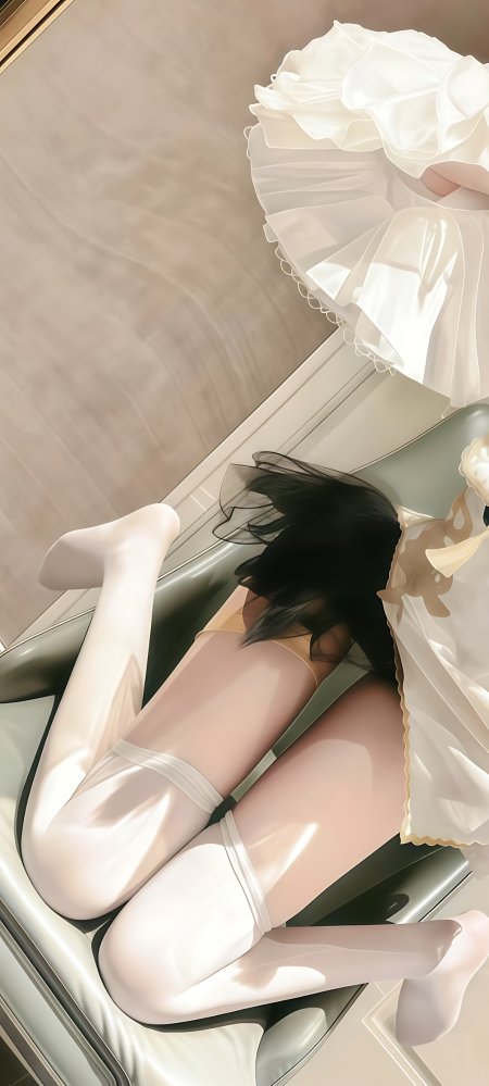 白丝女仆装少女甜美风手机壁纸