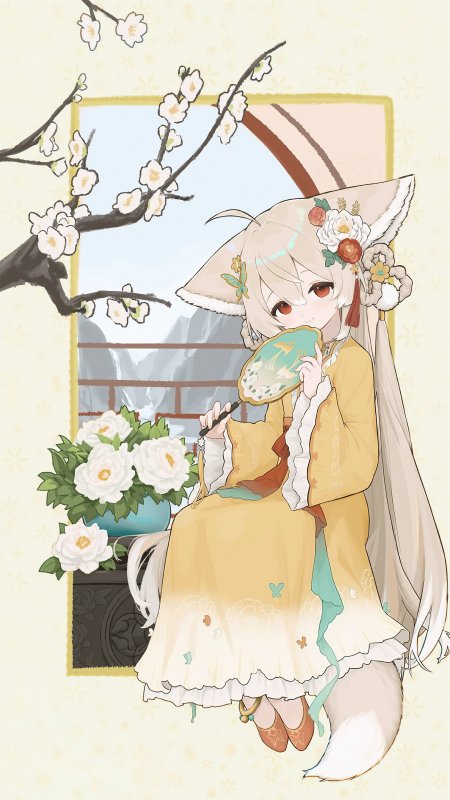 狐耳少女国风甜美风手机壁纸