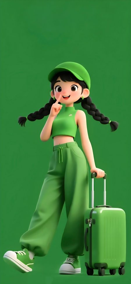 绿色系卡通少女可爱风手机壁纸
