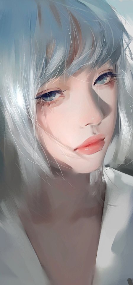 银发少女唯美风手机壁纸