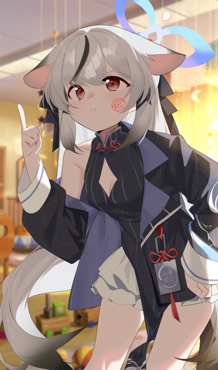 兽耳旗袍少女俏皮风手机壁纸