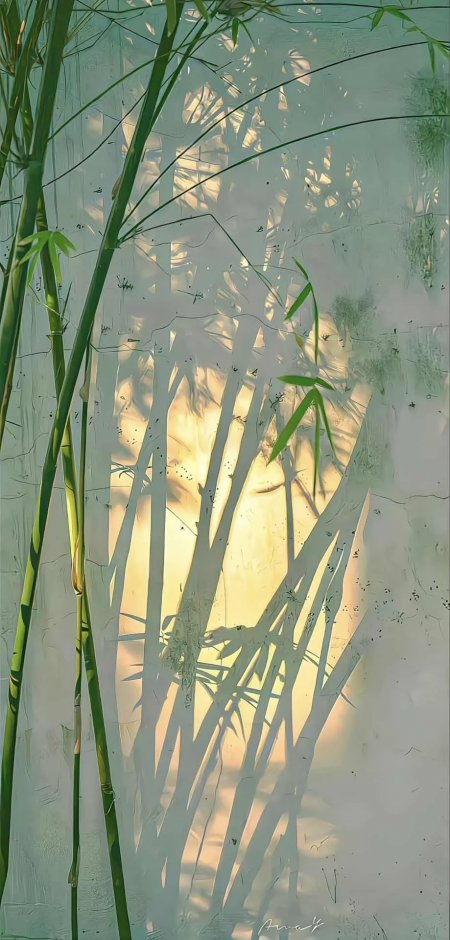竹林光影意境风手机壁纸