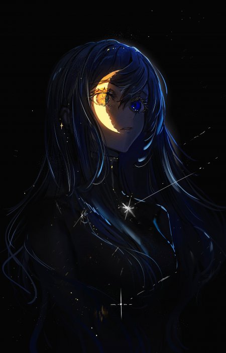 月夜少女动漫手机壁纸