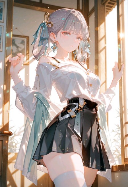 阳光房里的动漫少女手机壁纸