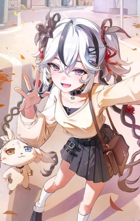 动漫少女与萌宠手机壁纸