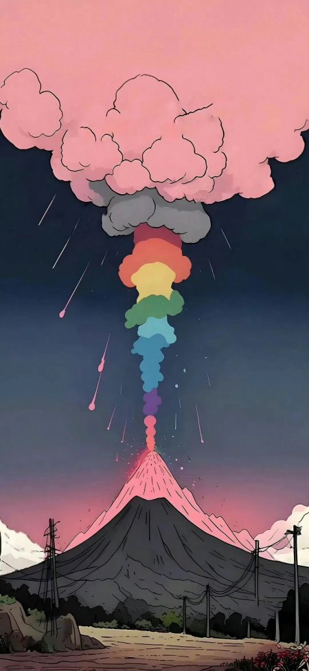 彩虹火山喷发手机壁纸
