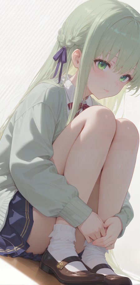 绿发 JK 少女手机壁纸