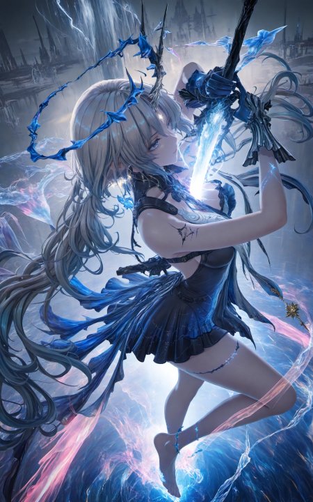 持剑战斗少女动漫手机壁纸
