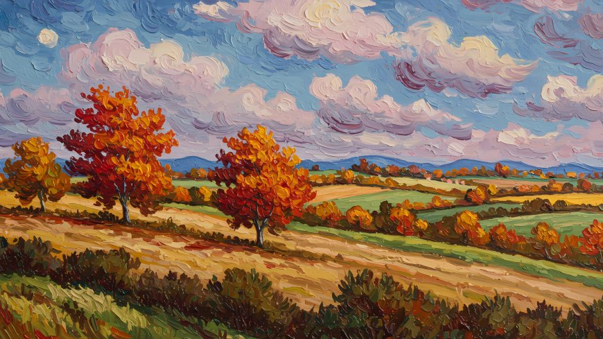 秋日田园油画风电脑壁纸