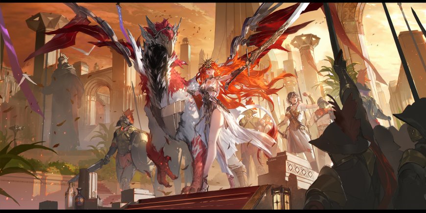 红发女骑士与龙奇幻电脑壁纸