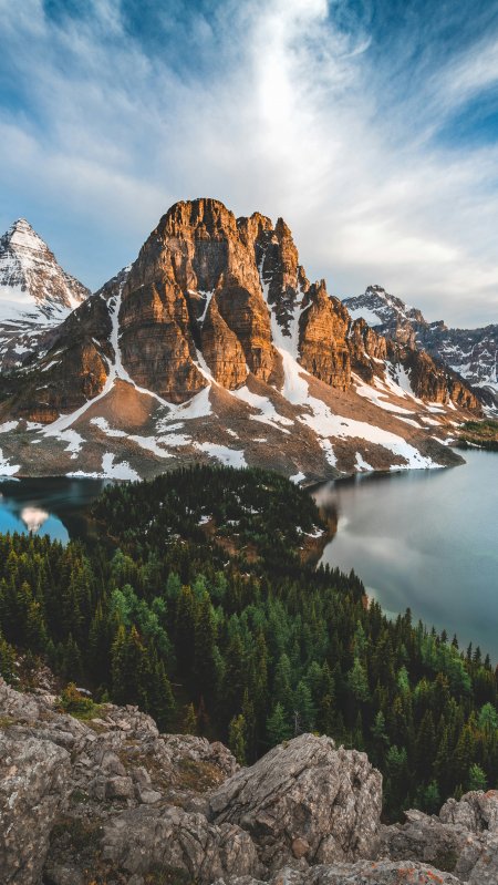 雪山湖泊自然风光手机壁纸