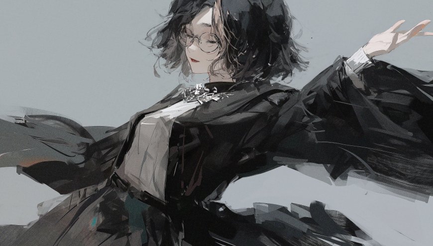 黑白色调艺术风少女插画电脑壁纸