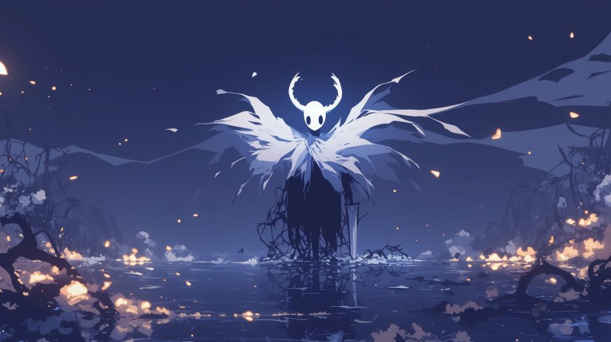 《空洞骑士》白衣披风角色暗夜电脑壁纸