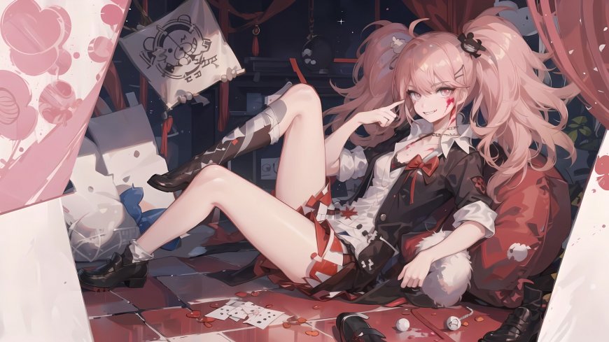 个性穿搭少女室内场景插画