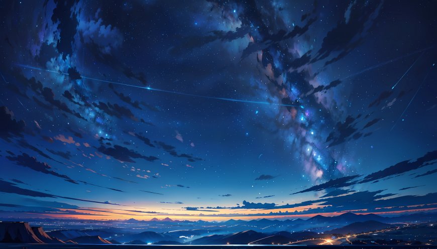 星空山峦夜景电脑壁纸