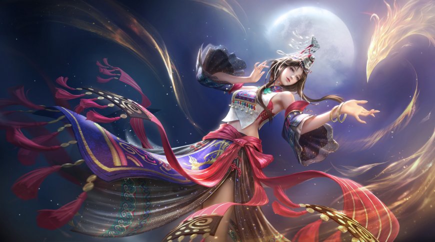 游戏《永劫无间》华丽月下舞蹈女性角色插画壁纸