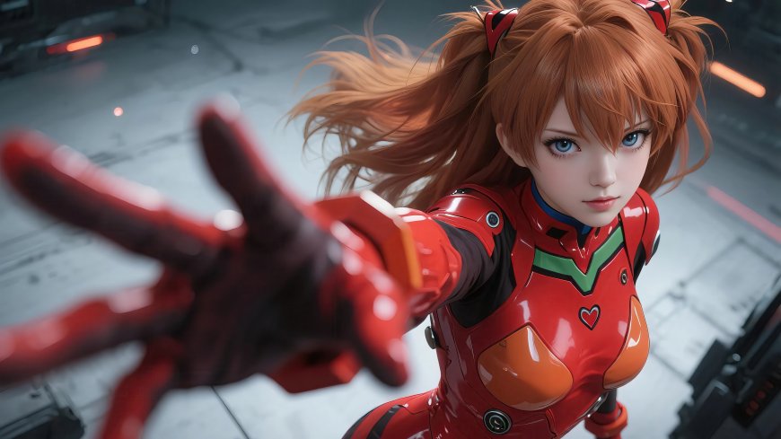 EVA 明日香红色机甲 3D 渲染 4K 电脑壁纸