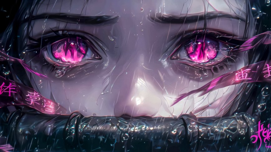 祢豆子·紫眸泣雨 二次元暗黑风 鬼灭之刃动漫壁纸