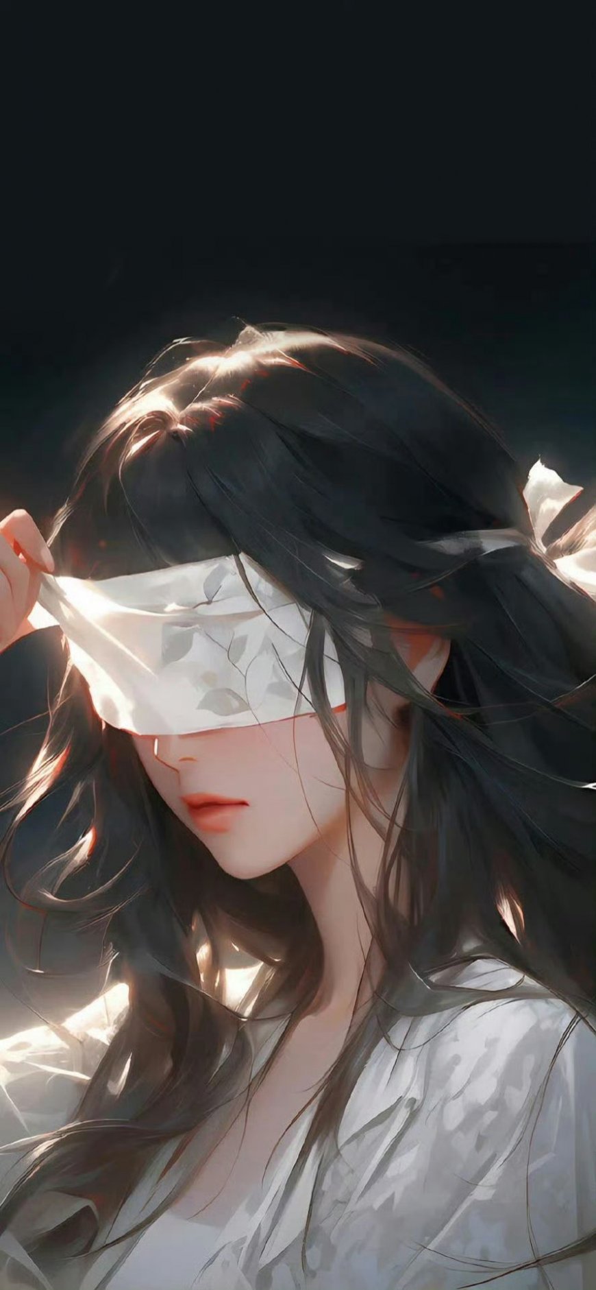 古风蒙眼少女光影氛围感手机壁纸