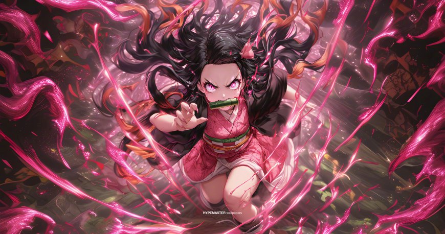 鬼灭之刃祢豆子血鬼术特效动漫电脑壁纸