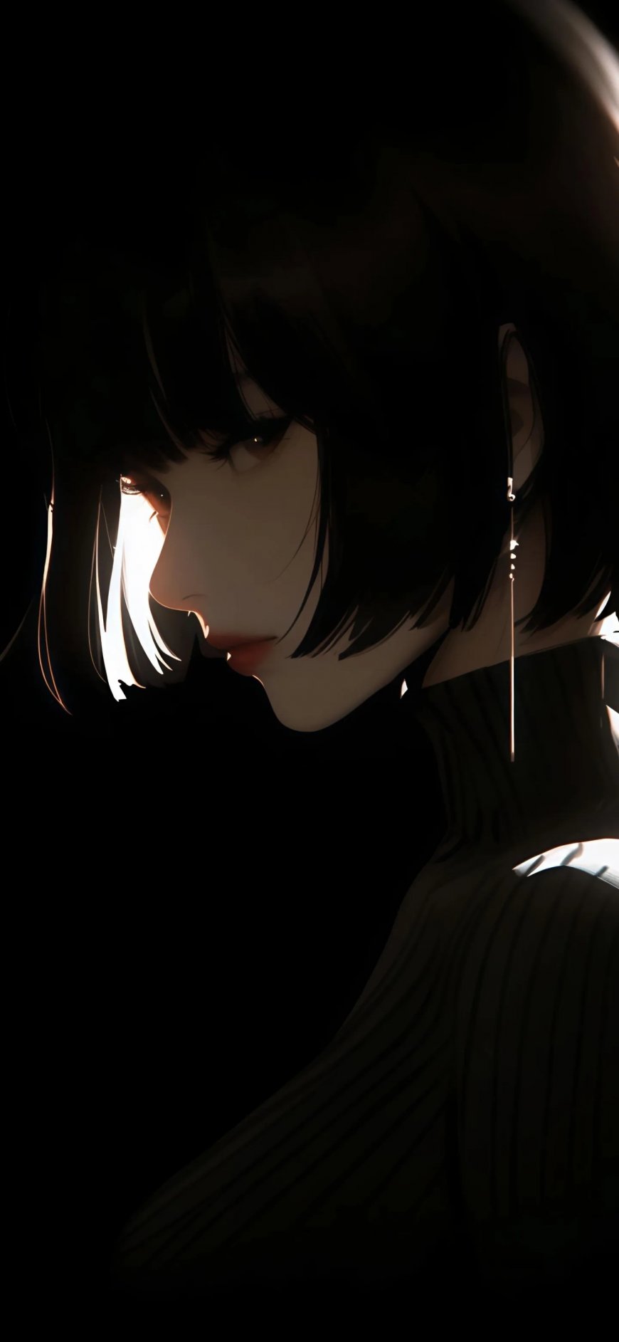 暗黑系光影少女插画手机壁纸