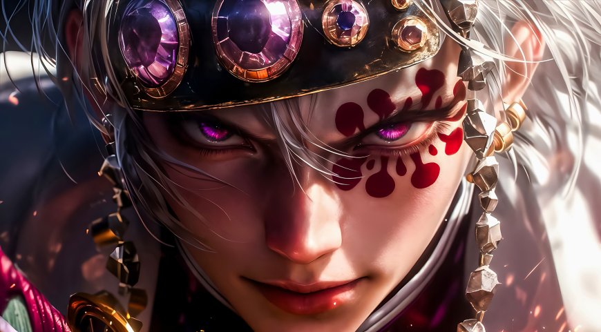 《JOJO 的奇妙冒险：石之海》中的空条徐伦 紫瞳红纹华丽帅哥·写实奇幻风游戏角色