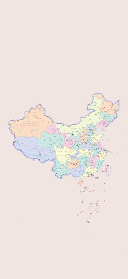 中国地图浅底色简约风爱国手机壁纸